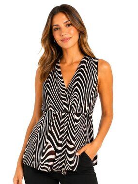 Classiques Entier Zebra Animal Print Silk Surplice Top